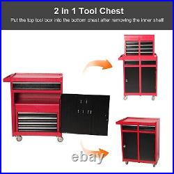 VILOBOS 2in1 Utility Rolling Tool Chest Storage Cabinet Cart Workbench 5 Drawers