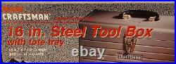 VTG NOS NIB Sears Craftsman 16 Steel Tool Box withTote Tray Made in USA