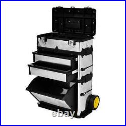 VidaXL 3-Part Rolling Tool Box with 2 Wheels