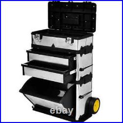 VidaXL 3-Part Rolling Tool Box with 2 Wheels