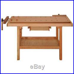 VidaXL Carpentry Work Bench with Drawer 2 Vises Hardwood Work Station Storage