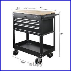 WORKPRO 30-1/2 W Rolling Mechanics Utility Tool Box Cart Organizer withWood Top