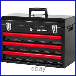 WORKPRO 408 Piece Mechanics Tool Set With 3 Drawer Heavy Duty Metal Tool Box New