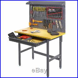 Work Bench Tool Storage Tool Workshop Table with Drawer and Peg Boar Steel Frame
