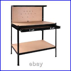 Work bench Tools Storage Shelf with Drawer Workbench Workshop Table Hobby Steel US