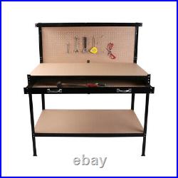 Work bench Tools Storage Shelf with Drawer Workbench Workshop Table Hobby Steel US