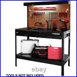 Work bench Tools Storage Shelf with LIGHTS Workbench Garage Workshop Table NEW