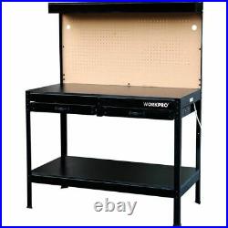 Work bench Tools Storage Shelf with LIGHTS Workbench Garage Workshop Table NEW